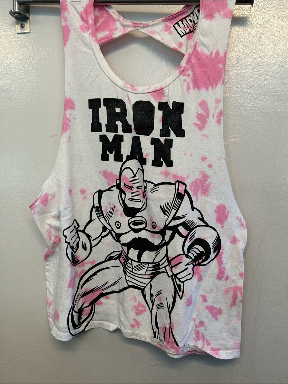 Marvel Iron Man White and Pink Tie-Dye Tank